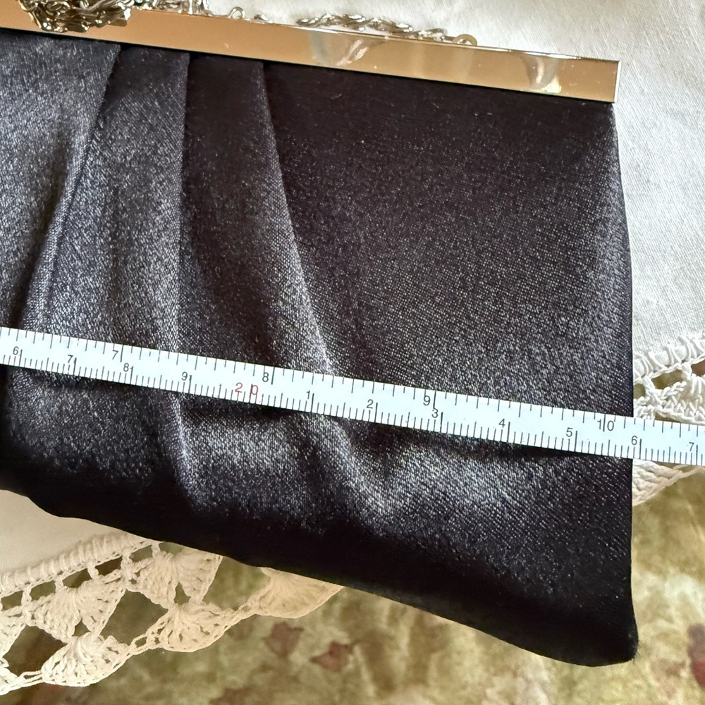 Gunne Sax Jessica McClintock Black Clutch with Silver Hardware Vintage - Picture 8 of 12